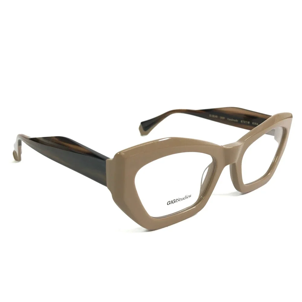 Gigi Studios Eyeglasses Frame KIRA 6727/8 Beige Brown Horn Full Rim 51-20-140